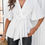 Thumbnail: V Neck Peplum Tie Front Short Bell Sleeve Shirt