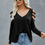 Thumbnail: Solid Knitted V Neck Cut Out Shoulder Top