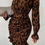 Thumbnail: Ruched Ruffled Leopard Long Sleeve Fit Dress
