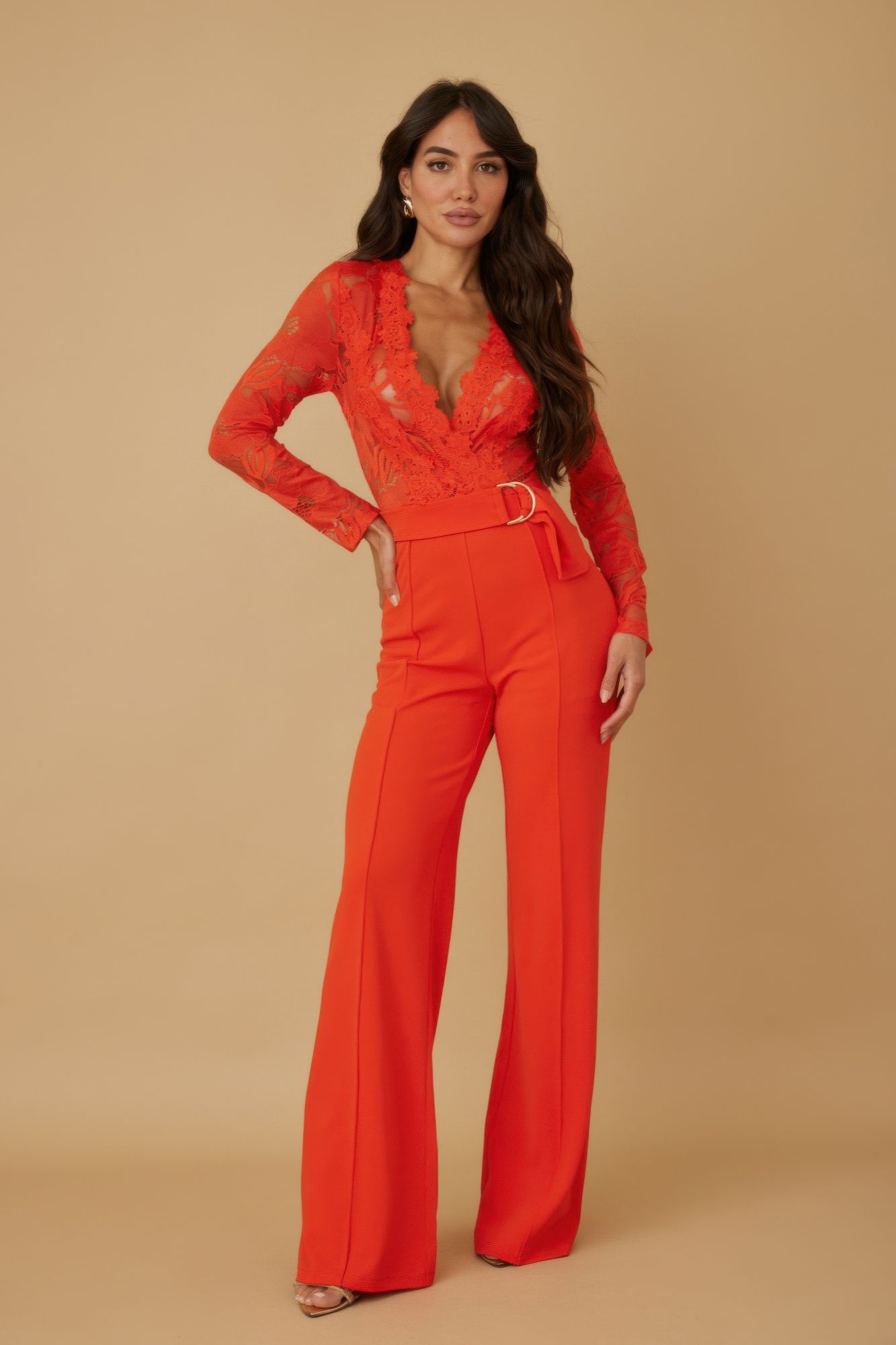 Lace Crochet Long Sleeve Jumpsuit