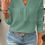 Thumbnail: Pleated V Neck Pockets Button Drop Shoulder Blouse