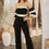 Thumbnail: Off Shoulder Black N White Color Combo Jumpsuit          