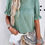 Thumbnail: Round Neck Embroidery Ruffle Sleeve Loose Fit Shirt