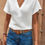 Thumbnail: Bat Sleeve V Neck Loose Tank Ruched Solid Blouse