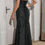 Thumbnail: Solid Floral Jacquard Satin Prom Full Dress
