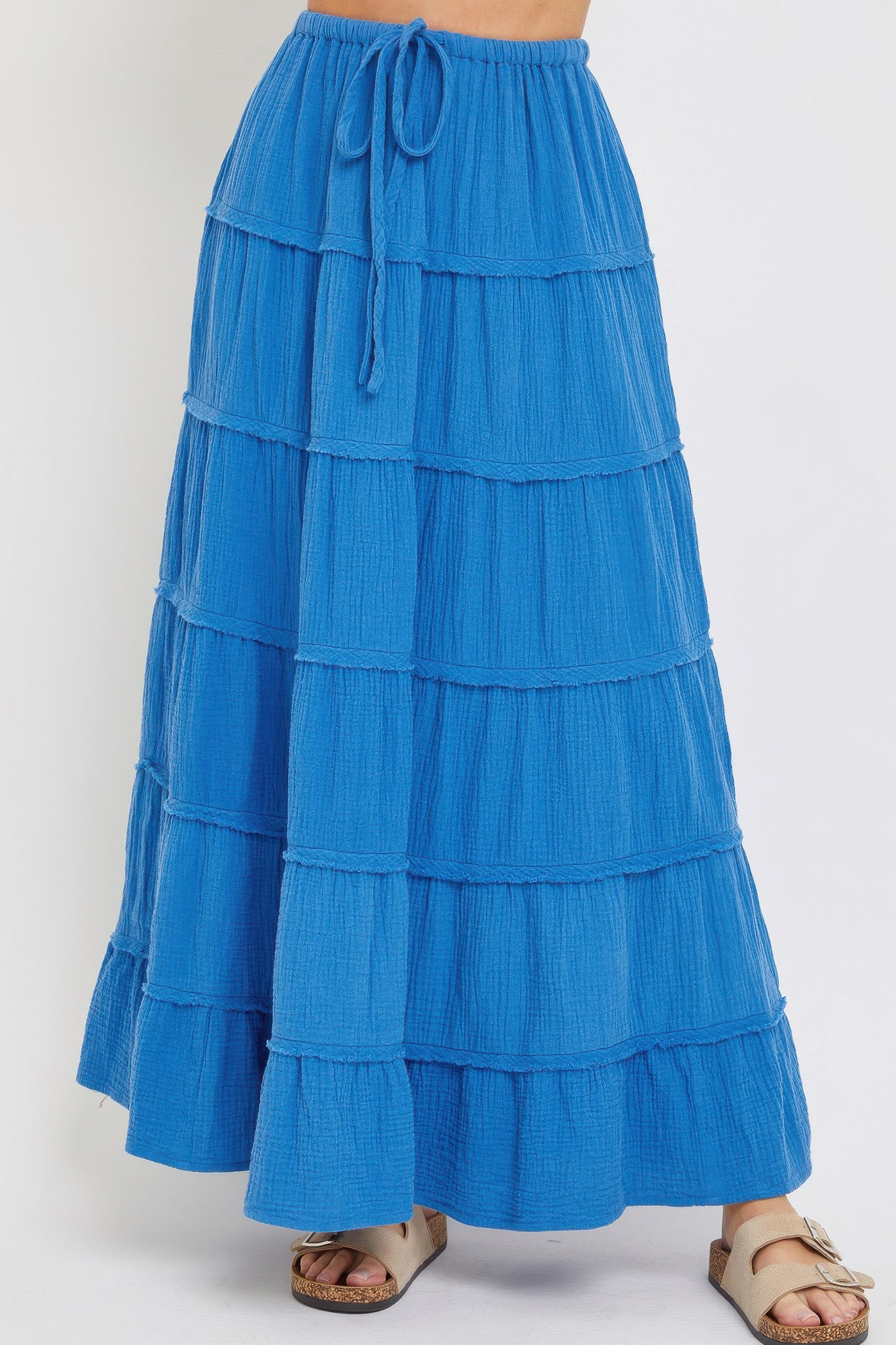Cotton Gauze Tiered Maxi Skirt