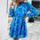 Thumbnail: Color Block Hem Ruffle Printing Loose Fit Midi Dress