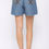 Thumbnail: Denim And Print Pockets Elastic Waist Shorts With Raw Hem