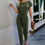 Thumbnail: Solid Slant Shoulder Short Sleeve Jumpsuit