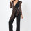 Thumbnail: Plunging V Buckle Detail Leopard Jumpsuit