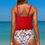 Thumbnail: Ruffle Falbala Waist Knot Front Tankini Swimsuit