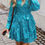 Thumbnail: Ruffled Printed Surplice Long Sleeve Mini Dress