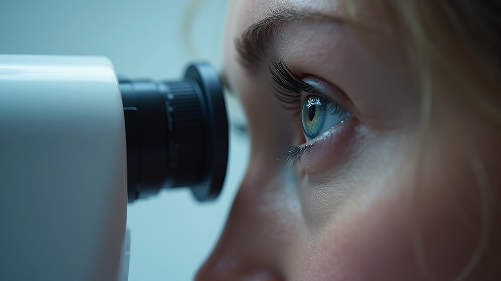 Close-up view of eye scan being performed with advanced diagnostic equipment