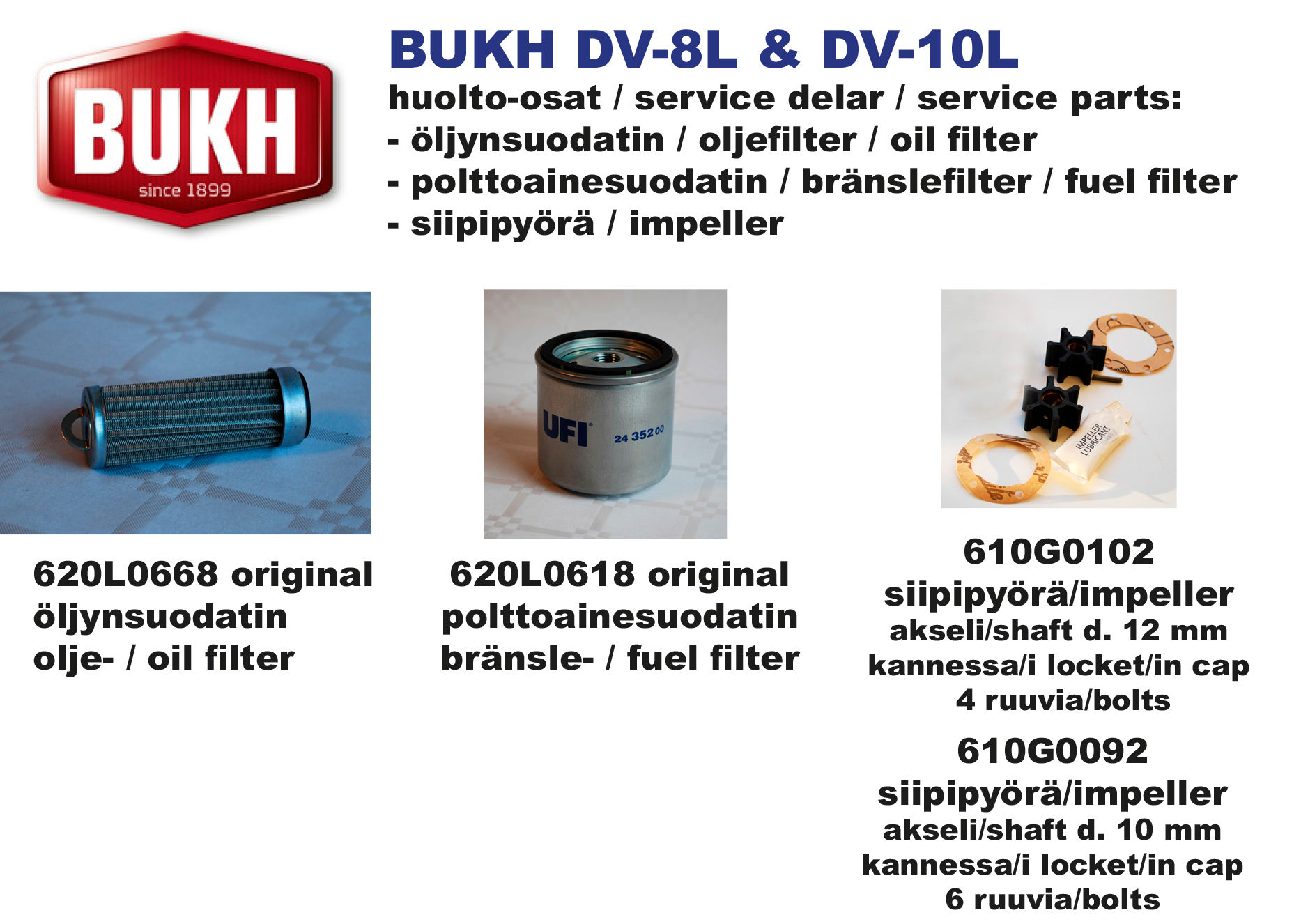 BUKH DV-8L - DV-10L huoltosetti, Service kit
