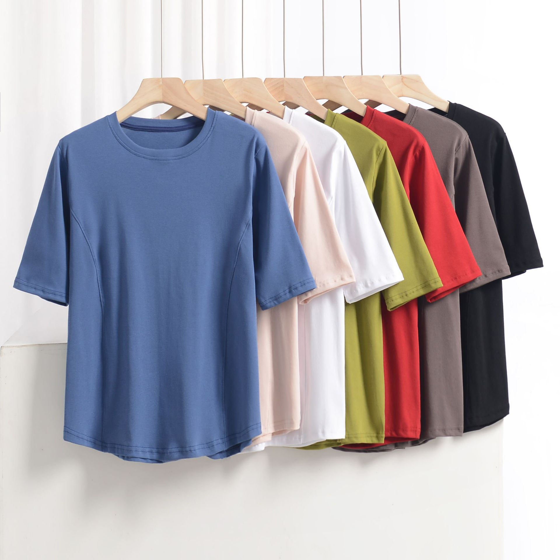 XL to 8XL plus size O-Neck Tshirts Women's basic T-shirt solid color half sleeve