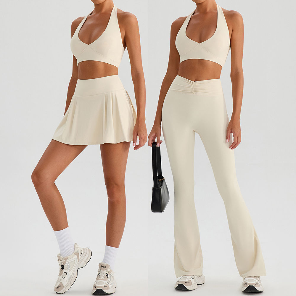 Yoga Suit Gym Fitness Set Sports Bra Flared Trousers Suit Sports Tracksuit Women