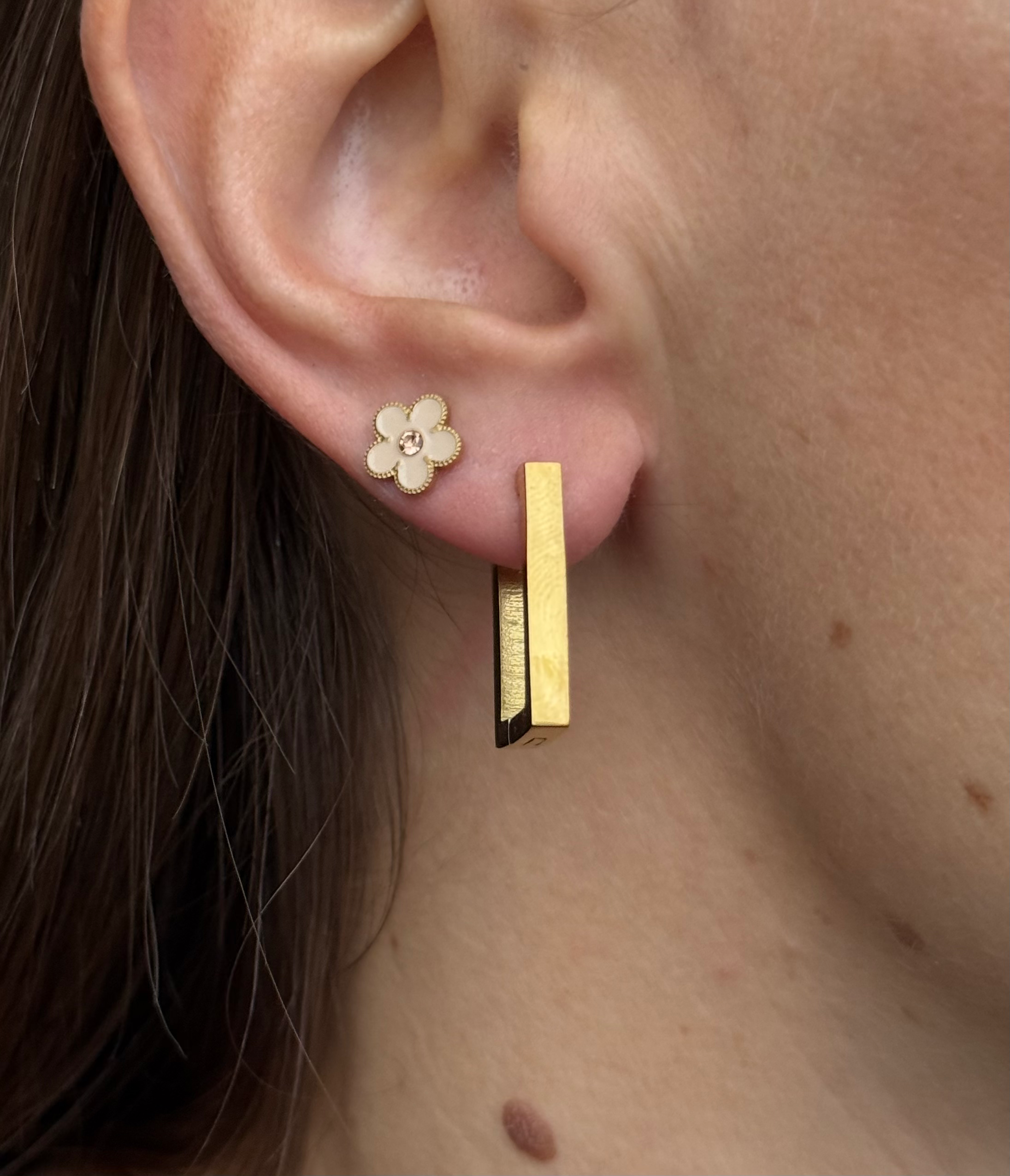 Créoles rectangles dorées 