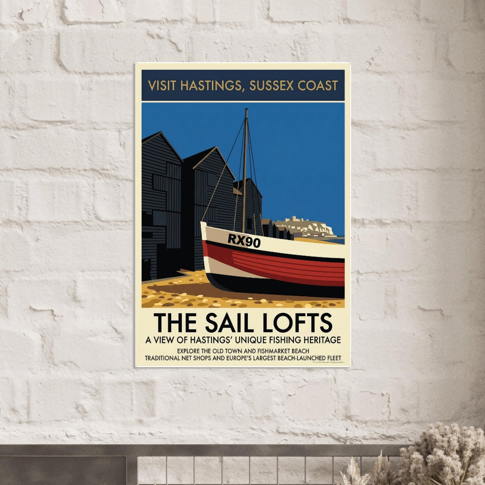 Vintage Hastings Sussex Coast Travel Art Print – Premium Matte Paper Poster