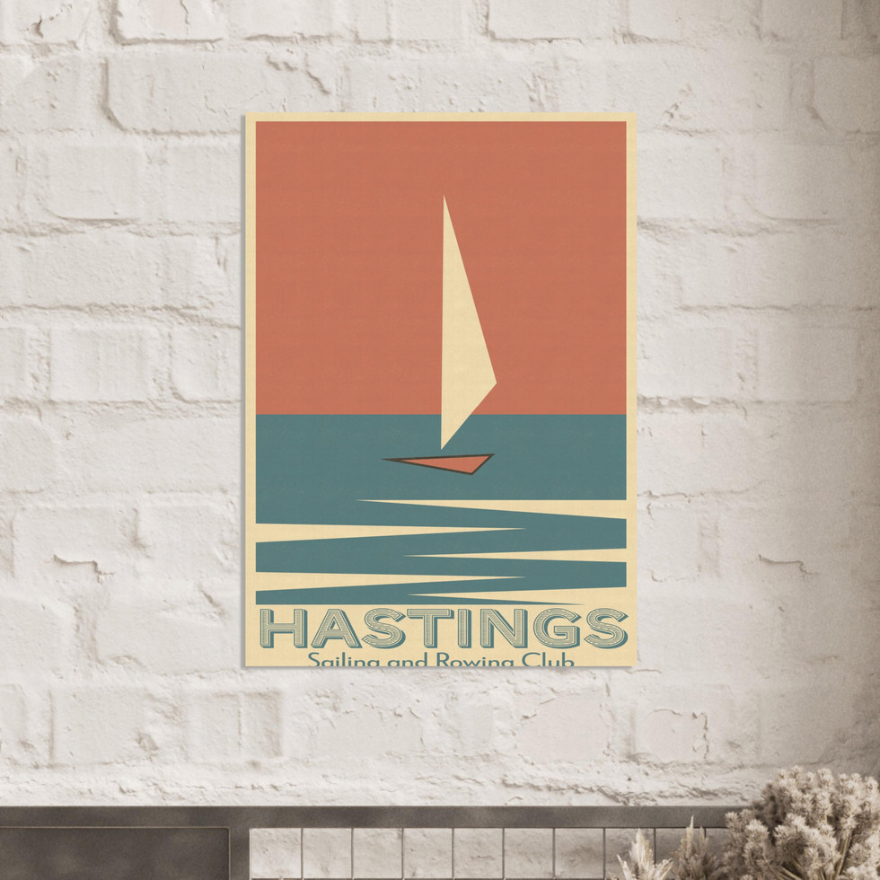 Hastings Sailing Club Retro Minimalist Poster – Premium Matte Paper Wall Art