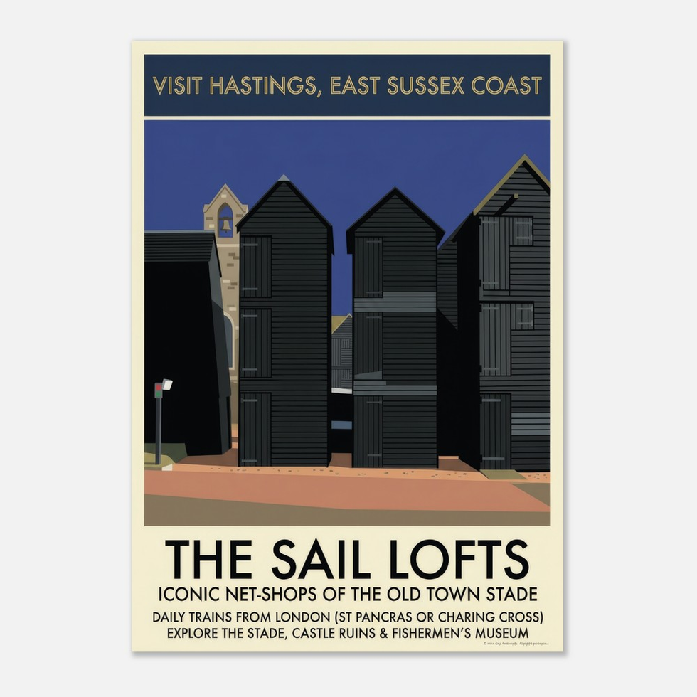 Hastings Old Town Stade Travel Poster - Premium Matte Paper Poster
