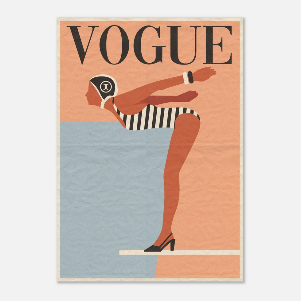 Vogue Swimmer Vintage Chic Art Print: Premium Matte Poster