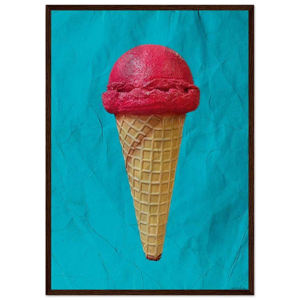 Vibrant Rasberry Ice Cream Cone Art Print: Premium Matte Paper Poster