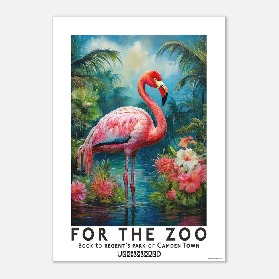 Vibrant Flamingo London Underground Poster - Matte Paper for Exotic Art Lovers