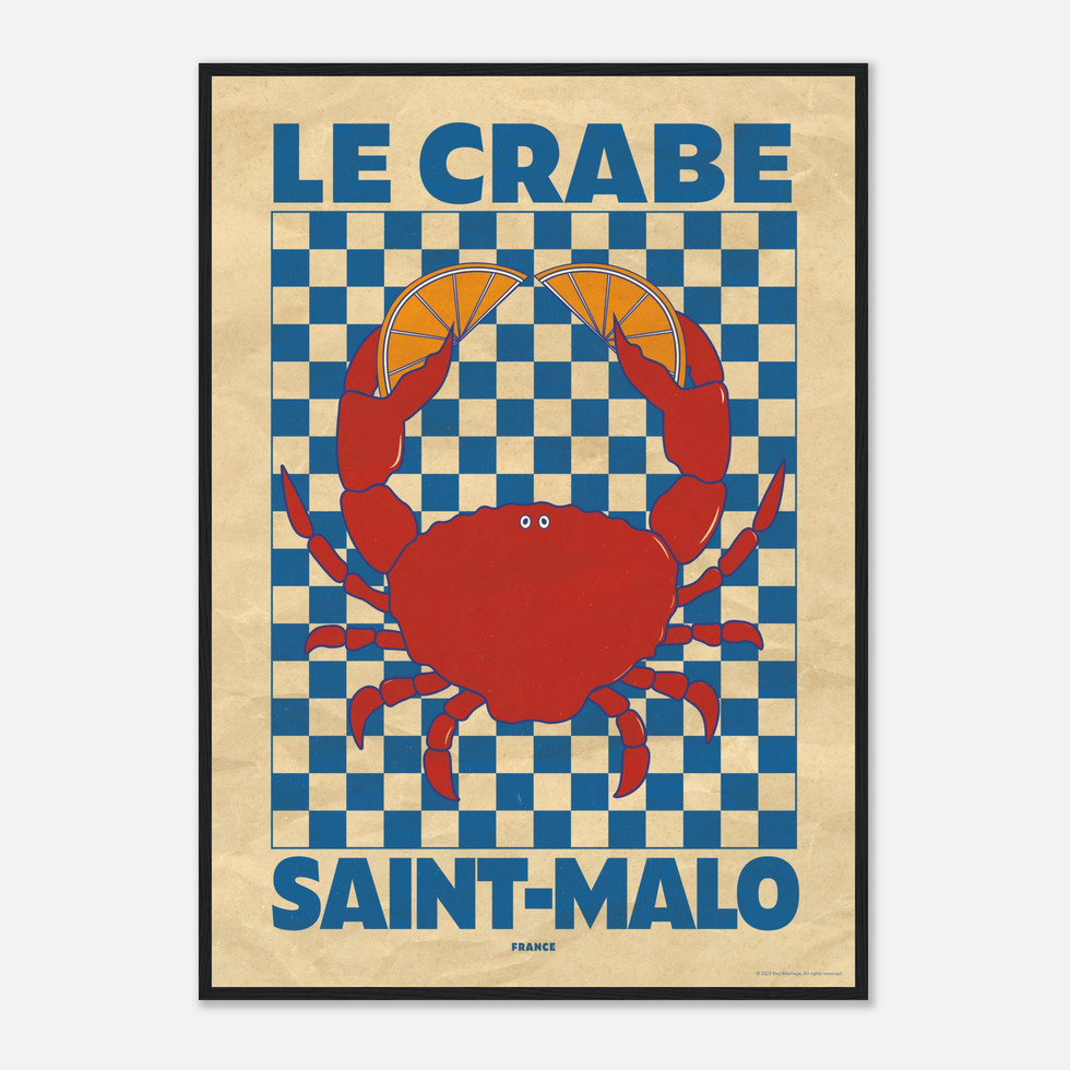 Le Crabe Saint-Malo Vintage French Bistro-Style Premium Matte Paper Poster