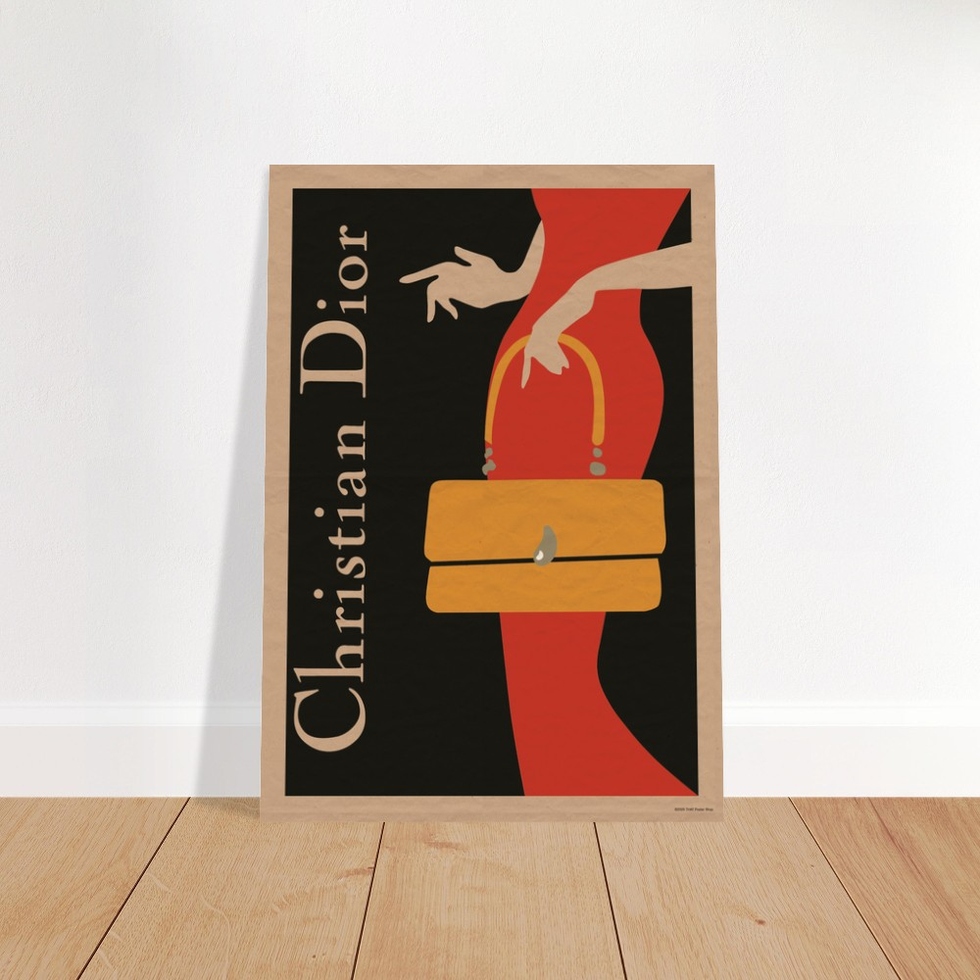 Chic Red Dress & Handbag Fashion Art Print - Premium Matte Paper Poster