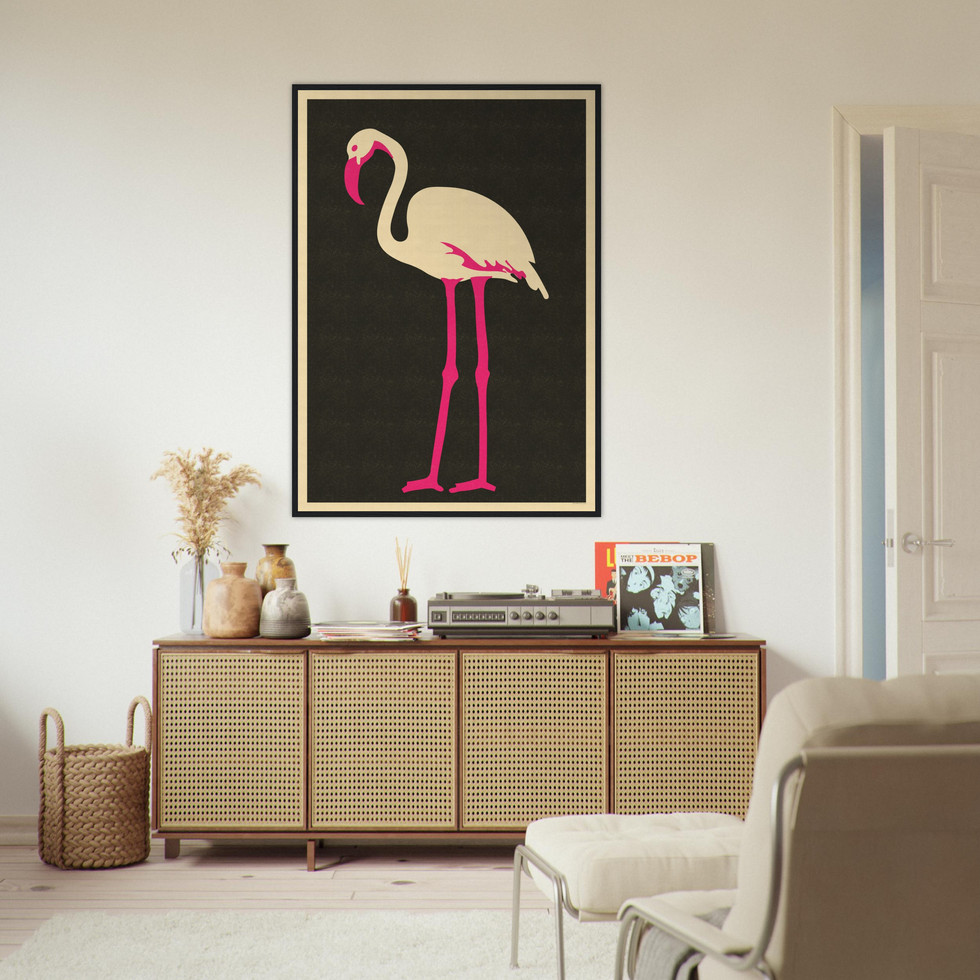 Minimalist Pink Flamingo Art Print - Premium Matte Paper Poster