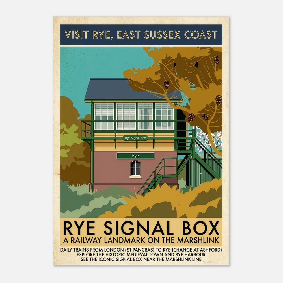Rye Signal Box Vintage Travel Art Print – Premium Matte Paper Poster