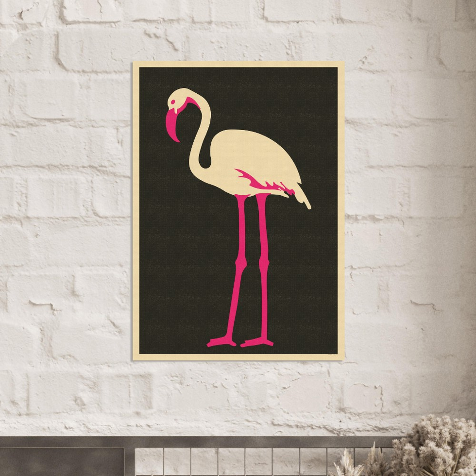 Minimalist Pink Flamingo Art Print - Premium Matte Paper Poster