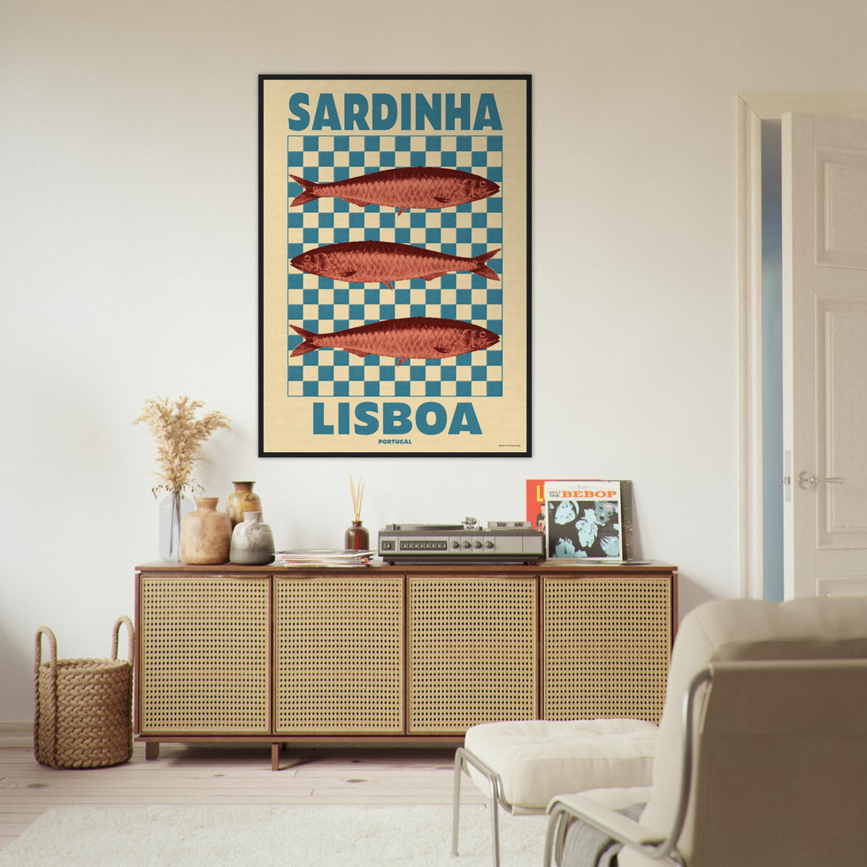 Vintage Lisbon Sardine Art Print - Premium Matte Paper Poster in Multiple Sizes