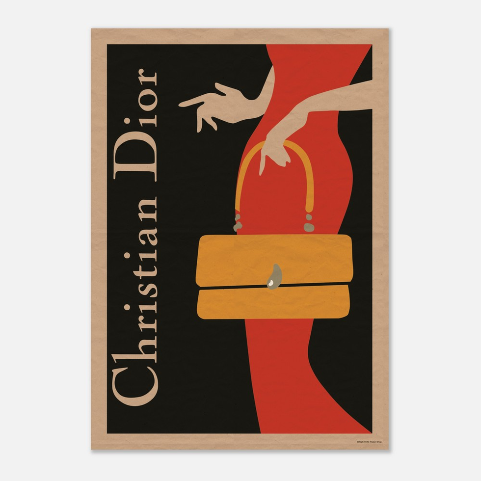 Chic Red Dress & Handbag Fashion Art Print - Premium Matte Paper Poster