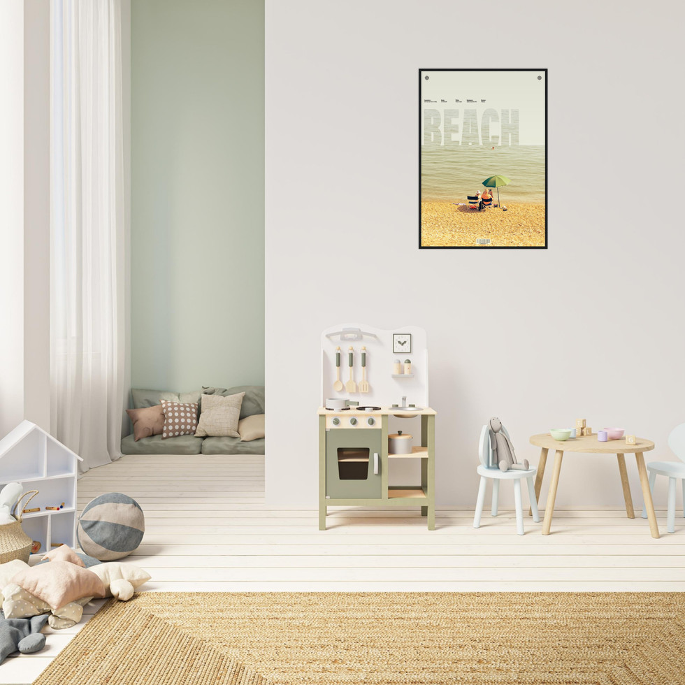 Retro Beach Day Premium Matte Poster - Coastal Serenity in Your Home