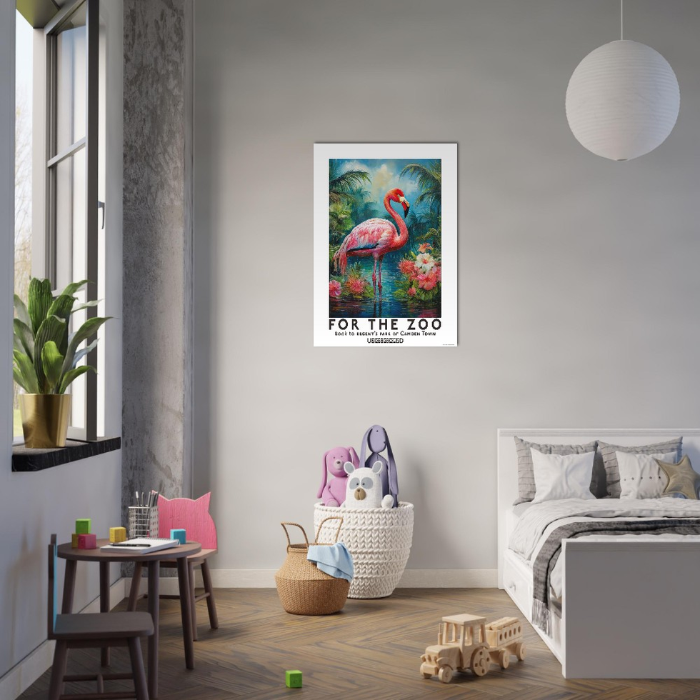 Vibrant Flamingo London Underground Poster - Matte Paper for Exotic Art Lovers