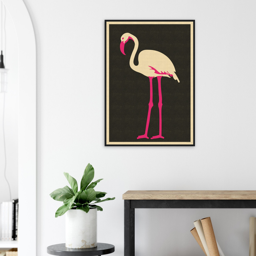 Minimalist Pink Flamingo Art Print - Premium Matte Paper Poster