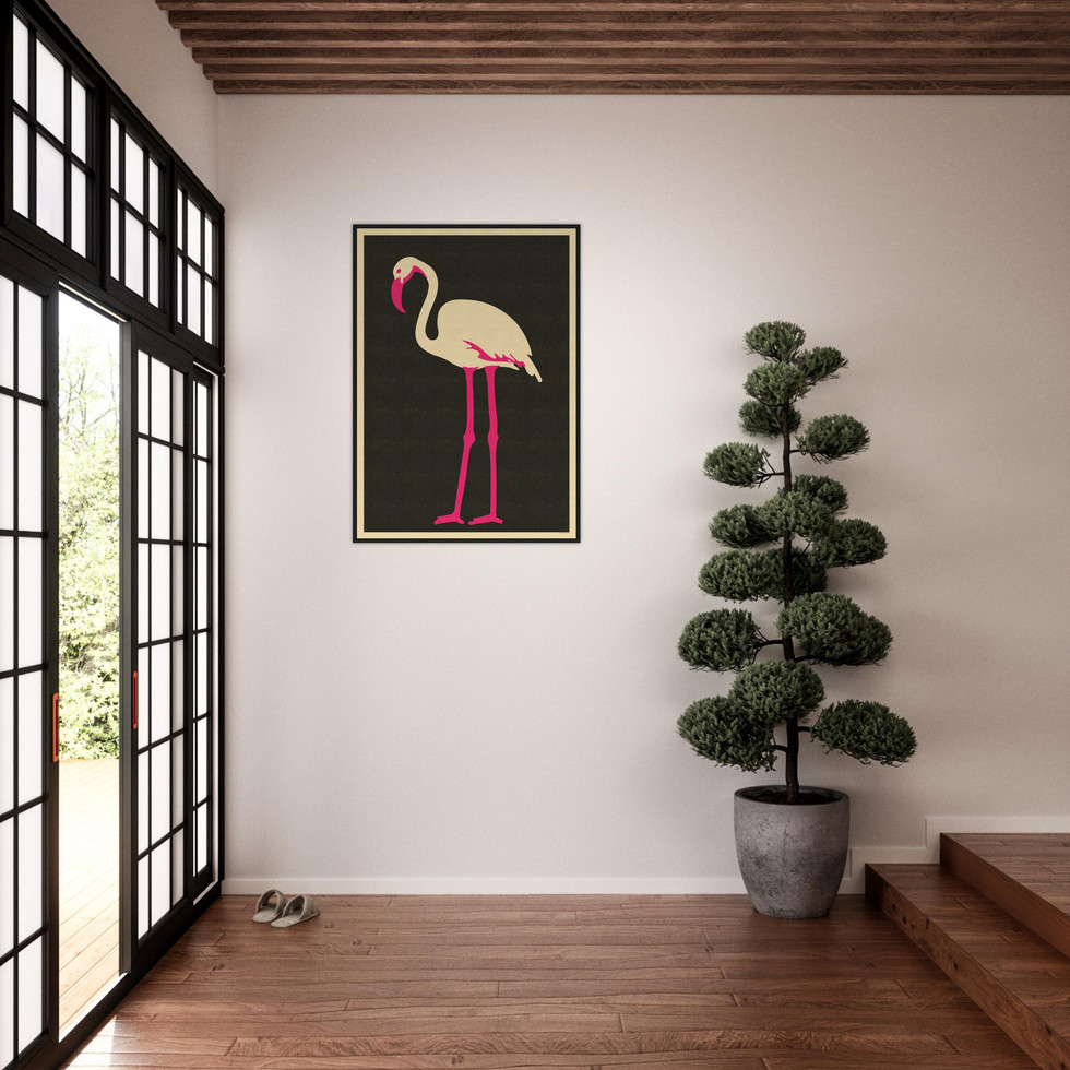 Minimalist Pink Flamingo Art Print - Premium Matte Paper Poster