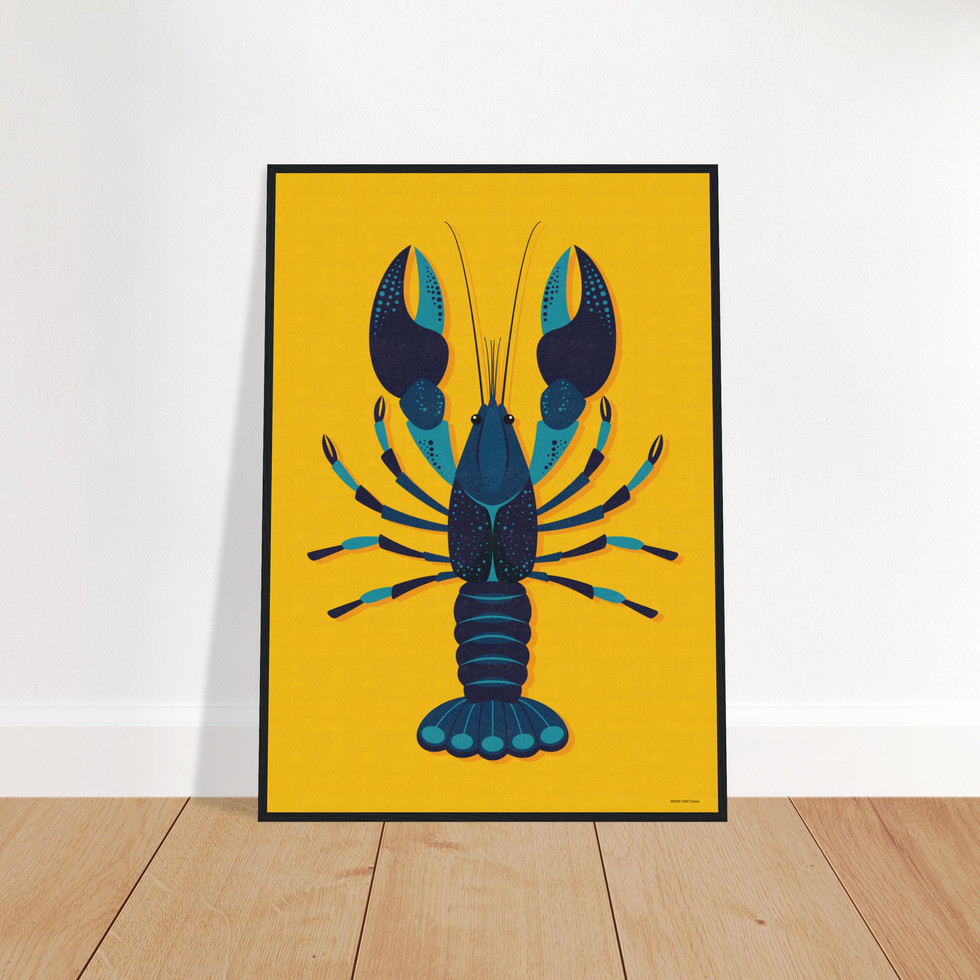 Vibrant Blue Lobster Marine Life Art Print - Premium Matte Paper Poster