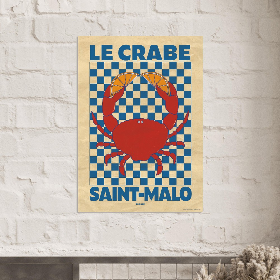 Le Crabe Saint-Malo Vintage French Bistro-Style Premium Matte Paper Poster