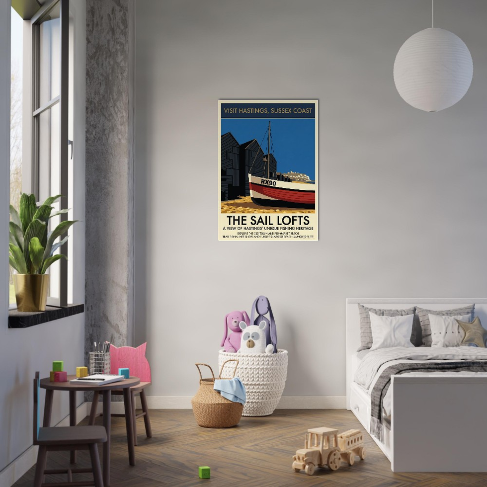 Vintage Hastings Sussex Coast Travel Art Print – Premium Matte Paper Poster