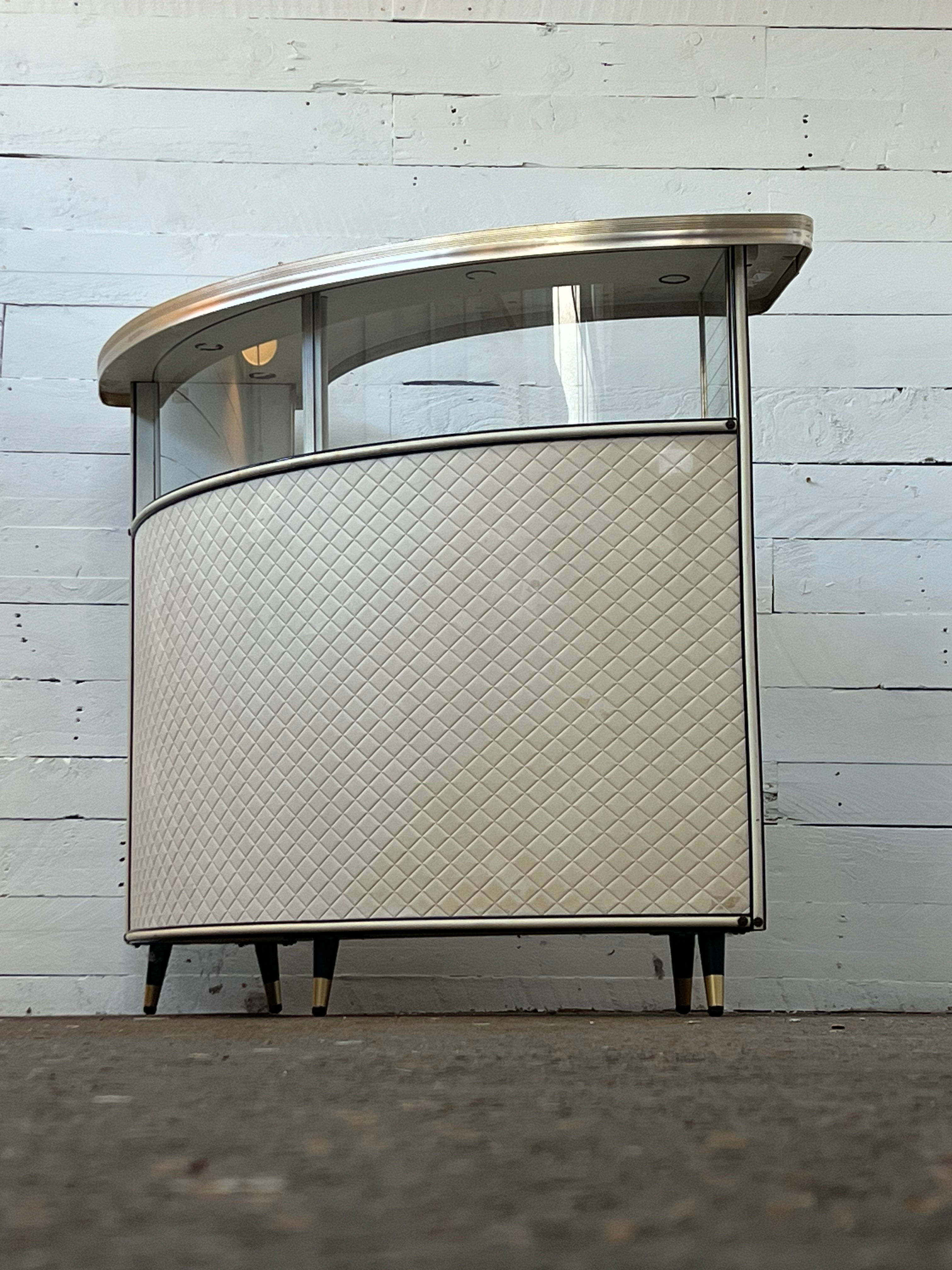 Vintage Mid Century White Curved Bar