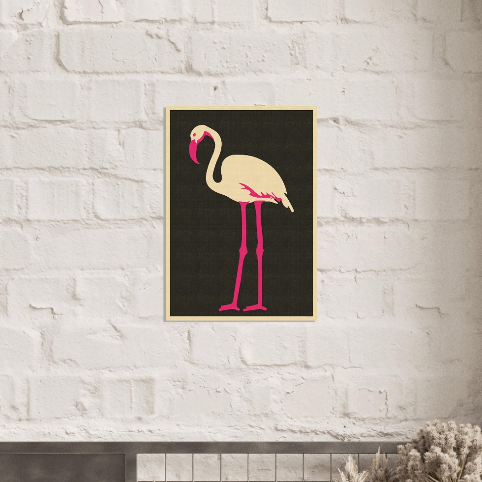 Minimalist Pink Flamingo Art Print - Premium Matte Paper Poster