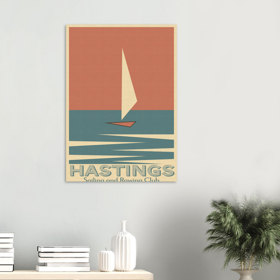 Hastings Sailing Club Retro Minimalist Poster – Premium Matte Paper Wall Art