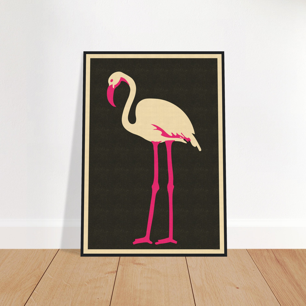 Minimalist Pink Flamingo Art Print - Premium Matte Paper Poster