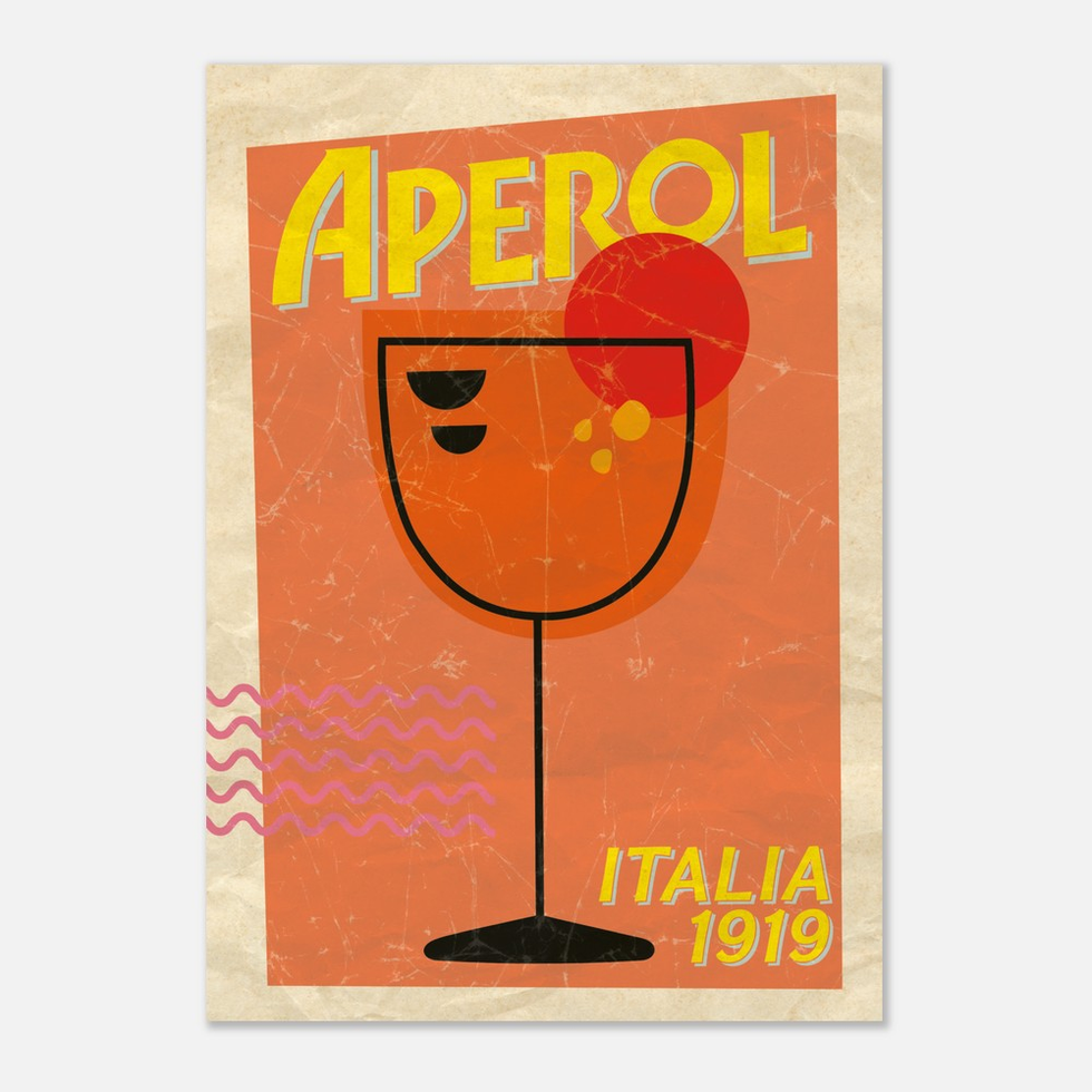 Retro Aperol Italia 1919 Pop Art Premium Matte Poster in Various Sizes