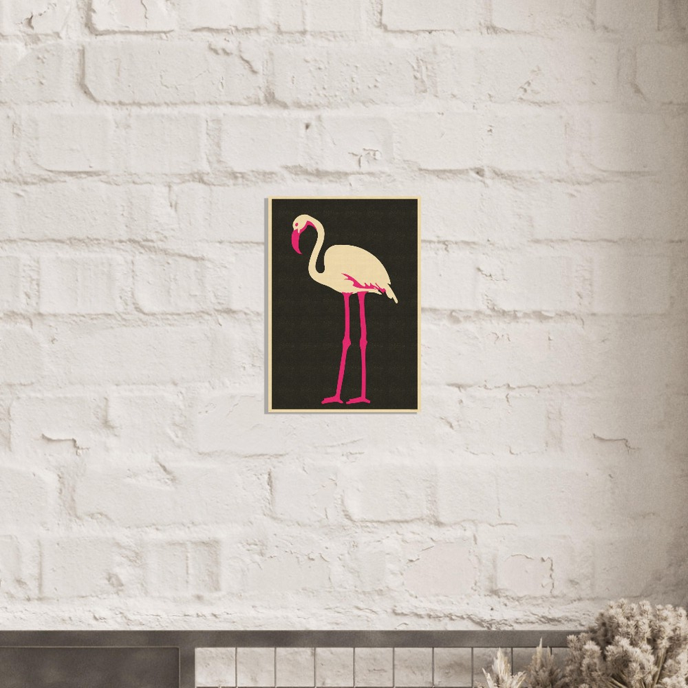 Minimalist Pink Flamingo Art Print - Premium Matte Paper Poster