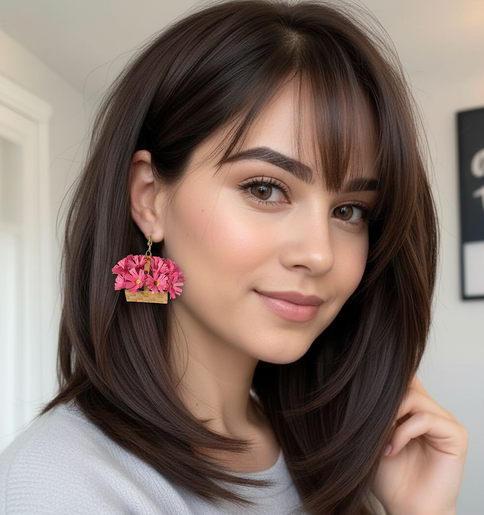 Thumbnail: model wearing unique Festive earrings collection by Designers Collection®