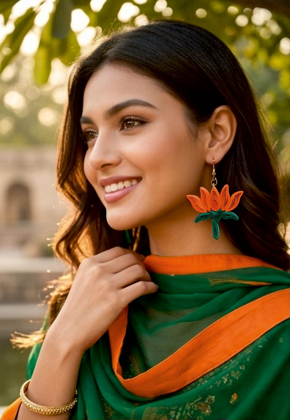 Thumbnail: Designers Collection Handmade Ecofriendly Lightweight Paper Earring/Lotus