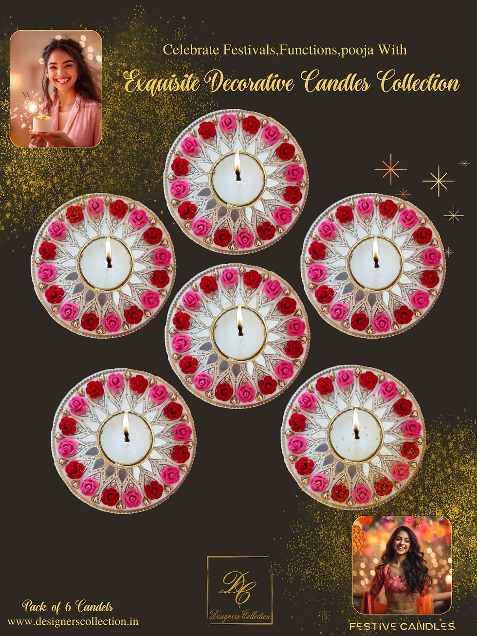Thumbnail: Decorative Candles for Diwali, Festivals, Pooja by Designers Collection DC_007